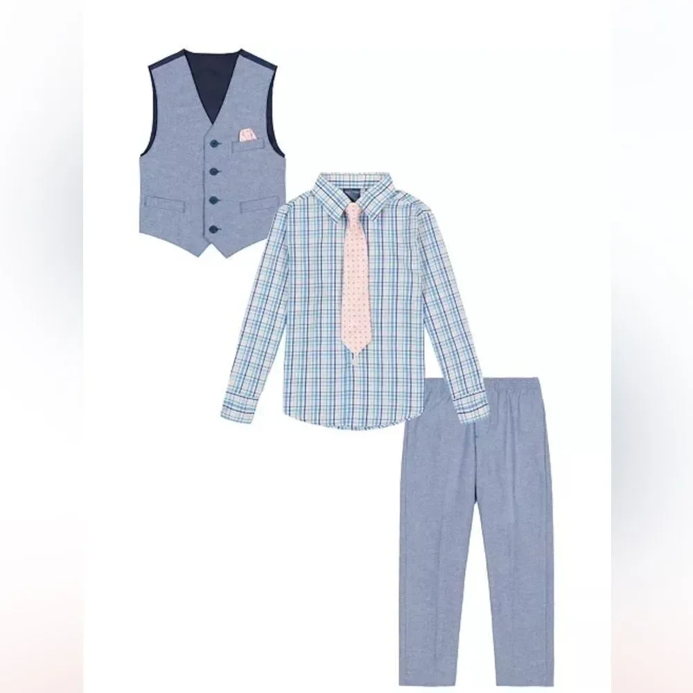Nautica Little Boys 4-Pc. Linen Look Vest Set Boys jacket and suit